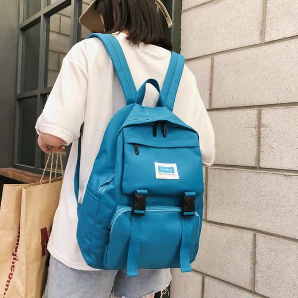 Bolsas ao ar livre Nylon Backpack Women Women coreano Cute Kawaii Travel School Black Multi Pocket for Teenagers Girls