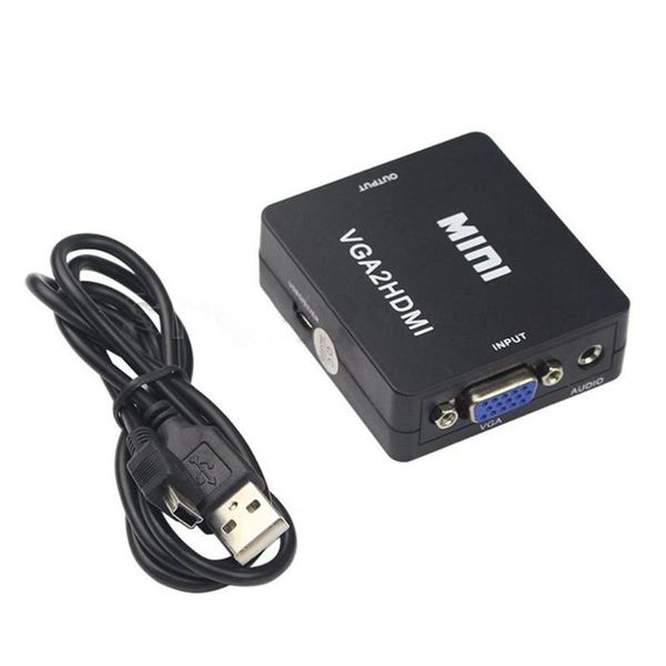 

audio cables & connectors mini to vga converter box adapter hd1080p 2vga with power for xbox dvd ps3 projector
