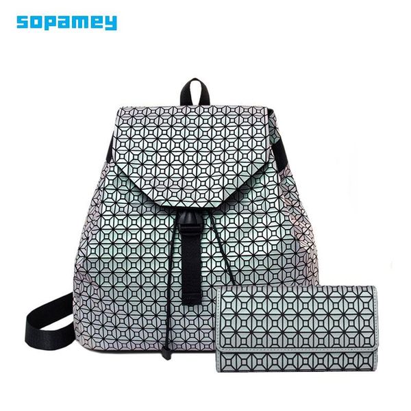 

backpack set silica gel women men geometric large capacity backpacks teenage student school bags mochila 2021