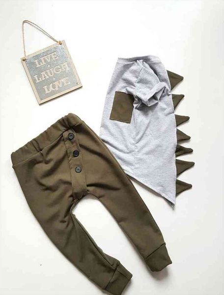 

toddler kids baby boys spring clothes sets 3d dinosaur printed cotton t-shirt pants outfits 6 month 5 years, White