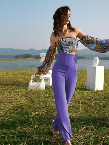 

high waist solid pants i7xb#, Black;white