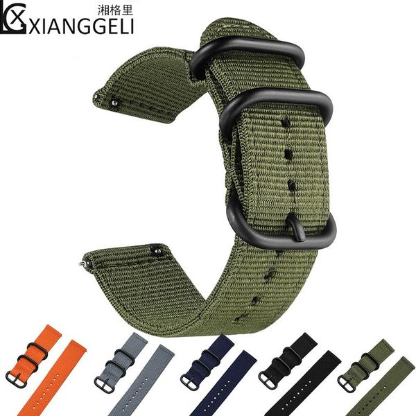 

watch bands accessories for samsung quick release gear s3 strap s2 thick nylon canvas men & women outdoor sports 20mm, Black;brown