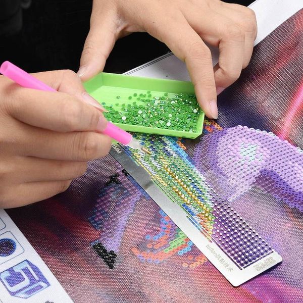 

stainless steel diamond painting ruler rhinestone anti-stick for diy diamond painting accessory sewing embroidery patchwork set, Black