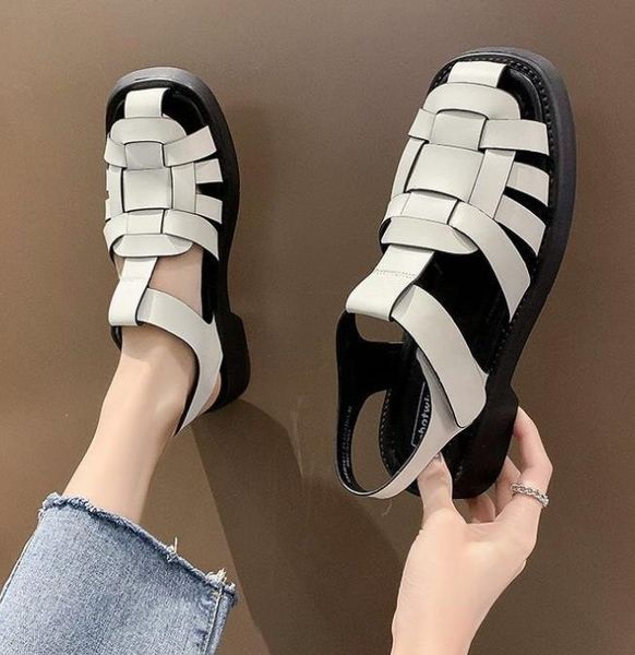 

sandals women 5cm high heels falts paltform shoes summer casual pu leather desiger fashion slippers, Black