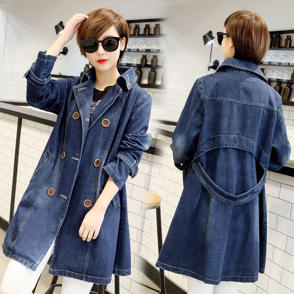 

fashion autumn new denim 2021 korean windbreaker fat women's mm200kg slim suit collar medium length coat luxury, Tan;black