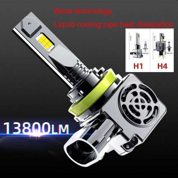 

car headlights automotive liquid cooling tube heat dissipation led h4 h7 13800lm headlight h8 h9 h11 near and far beam super bright bulb