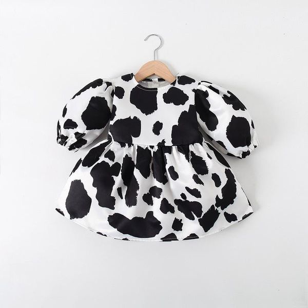 

2021 autumn new casual children's clothing girls dress leopard long sleeve children elegant princess dress 3-6t girls clothes, Red;yellow