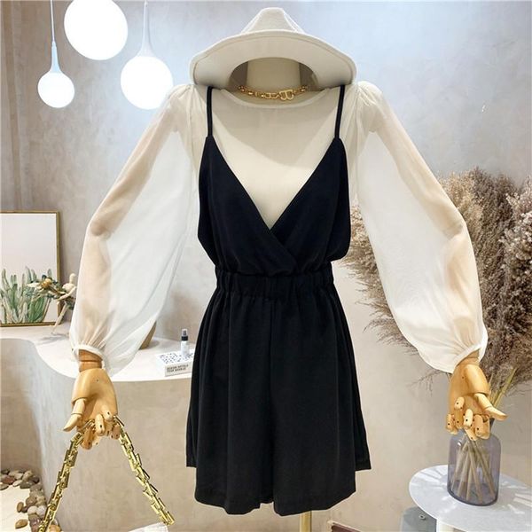 

women's tracksuits clothing summer 2021 long sleeve sunscreen shirt shorts jumpsuits two piece set, Gray