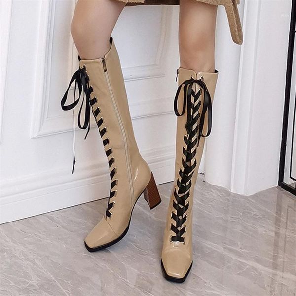 

boots black thigh high women 2021slim long over the knee square toe women's boot big size 431