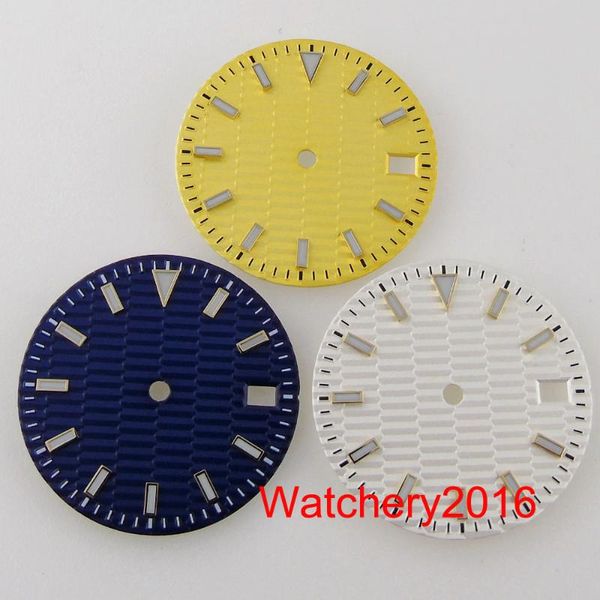 

repair tools & kits gold/blue/white luminous index fit nh35a movement 29mm steel watch dial