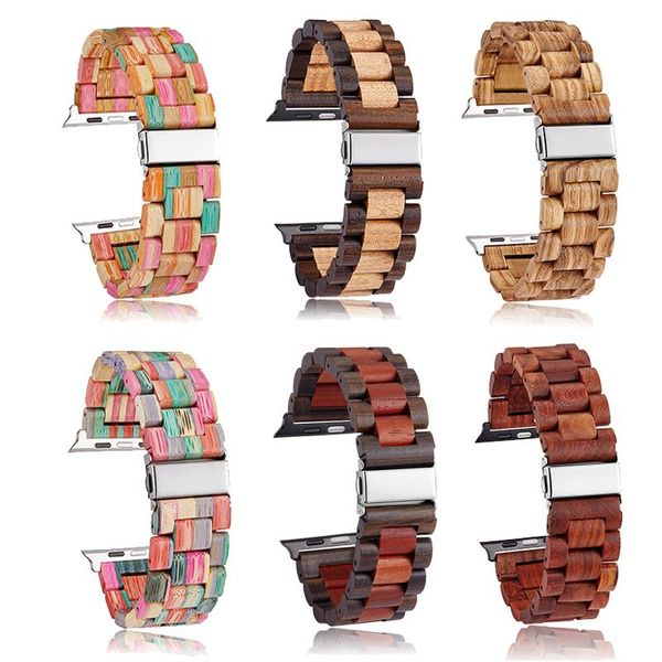 

watch bands natural solid wooden band folding clasp wood sandalwood walnut strap 20mm 22mm 24mm bamboo belt for men wristwatch, Black;brown