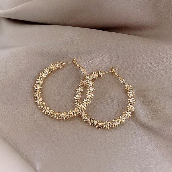 

hoop & huggie jl big circle round earrings for women's fashion statement golden punk charm party jewelry, Golden;silver