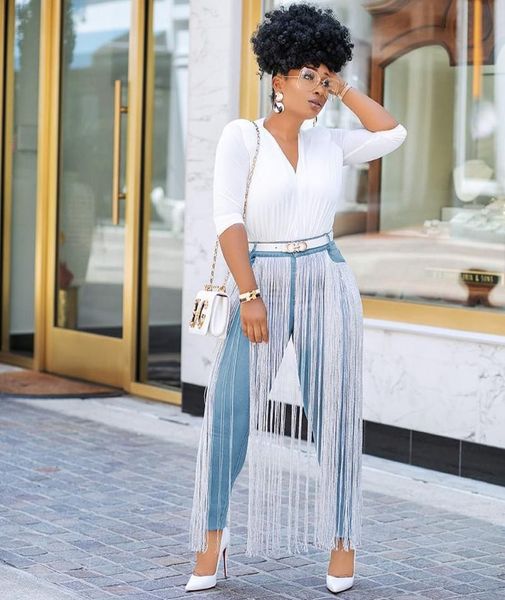 

women's pants & capris ahvit style tassel skinny fashion women hight waist solid color streetwear pencile yz-b727, Black;white