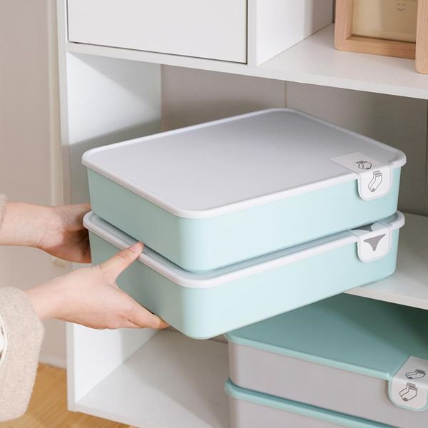 

storage drawers solid color nordic plastic underwear sock box with cover have mark closet bra sundry deskorganizer clear stash