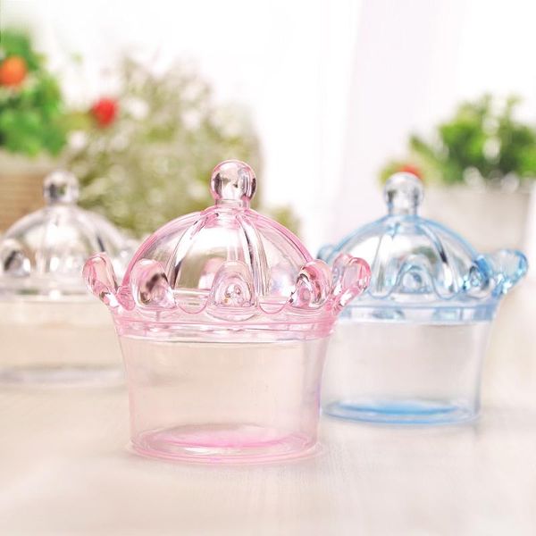 

gift wrap 12pcs/lot crown plastic candy box clear transparent baby shower chocolate storage wedding christams packing