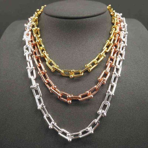 

luxury women's classic necklace 925 sterling silver hardwear chain small u chain tif luxury brand necklace jewelry aa220315