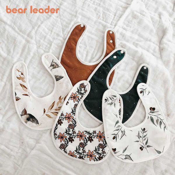 

bear leader toddler baby cartoon print bibs born girls boys floral cute pattern burp infant fashion pattern kids accessories 210708