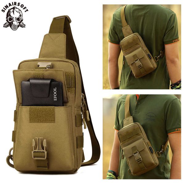 Sinairsoft Askeri Taktik Crossbody Çanta Naylon 7.9 inç Tablet Sırt Çantası Tırmanma Yürüyüş Balıkçılık Spor Avcılık Omuz Çantaları Q0721