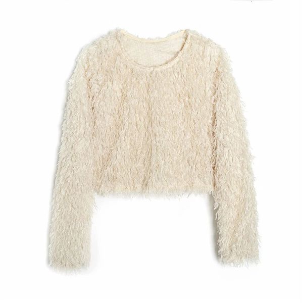 

Crop New Purple Women 2021 Fashion Feathers Mesh o Neck Long Sleeve Top Female Vintage Streetwear Chic Woman Blouse Ugh0 CHQM, White