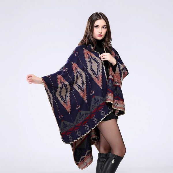 

scarves thick jacquard imitation cashmere shawls women pashmina muffler oversize echarpes cape 2021 poncho pallium, Blue;gray