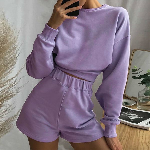 

2021 new spring arrivals two loose joint sleeves long shirt shorts casual cotton suit dmrj, Gray