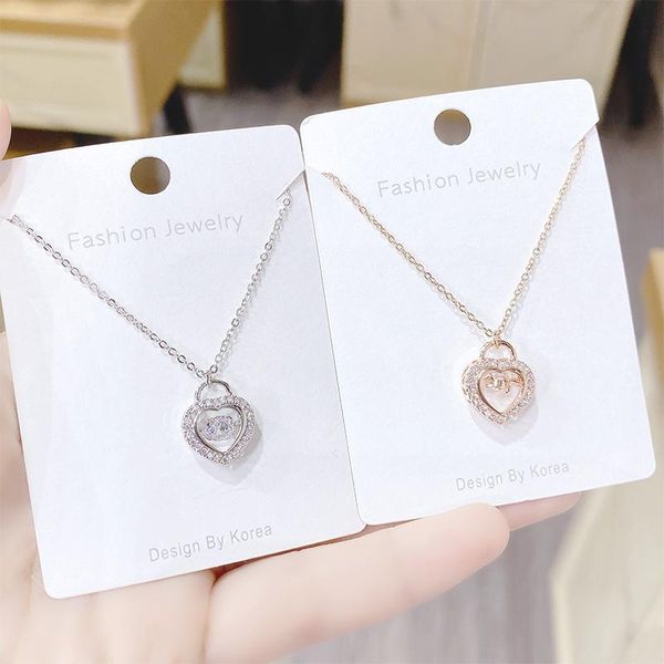 

chains classic heart shape zircon necklace for women fashion jewelry trend custom made gift gold chain hiphop party weddin, Silver