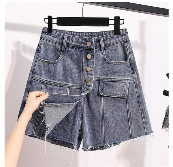 

fake two piece jeans women short skirt summer loose large size fat mm thin all match culottes high waist a, White;black