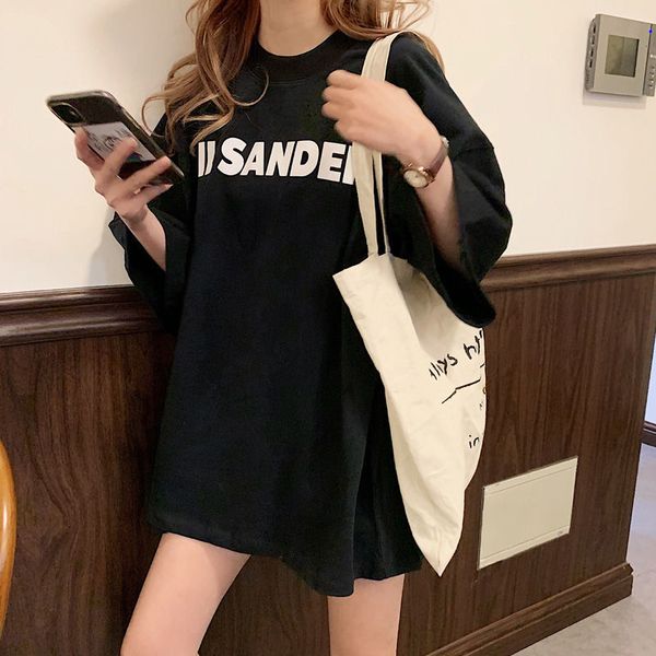 

summer white black cotton letter printed t-shirt casual street fashion trend loose men and women short sleeves y2k