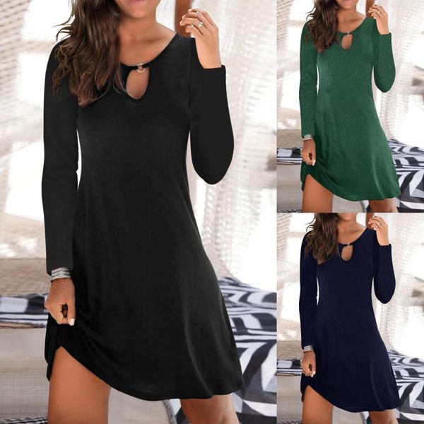

women's swimwear summer fashion dress women casual long sleeve solid sundress loose beach color all-match a-line 2021, White;black