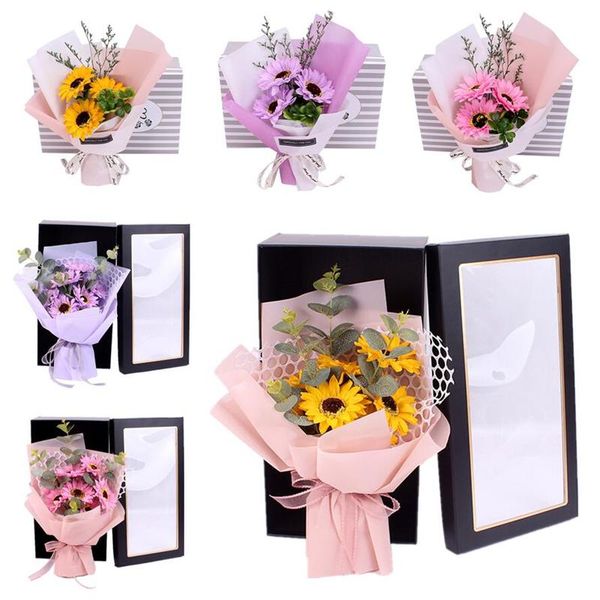 

artificial flowers soap sunflower flowers bouquet gift box wedding valentines day graduation birthday gifts home decoration
