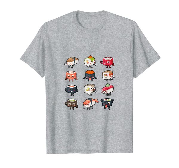 

sushi t-shirt: cute moody kawaii sushi rolls t-shirt, White;black