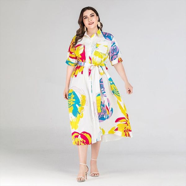 

colorful print elegant shirt womens dress fashion summer short sleeve casual plus size maxi long dresses, Black;gray