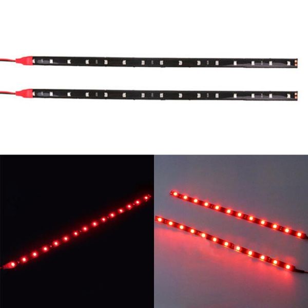 

interior&external lights 2pcs red led strip auto interior car styling dc 12v smd 12led waterproof flexible motorcycle bicycle lamps 30c