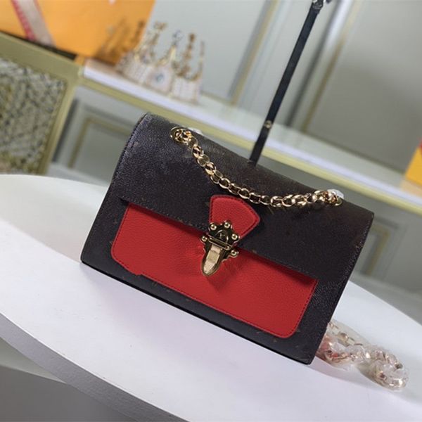 

luxury bags victoire smooth cowhide-leather trim luggage microfiber lining gold hardware metal clasp closure sliding not removable chain 3 c