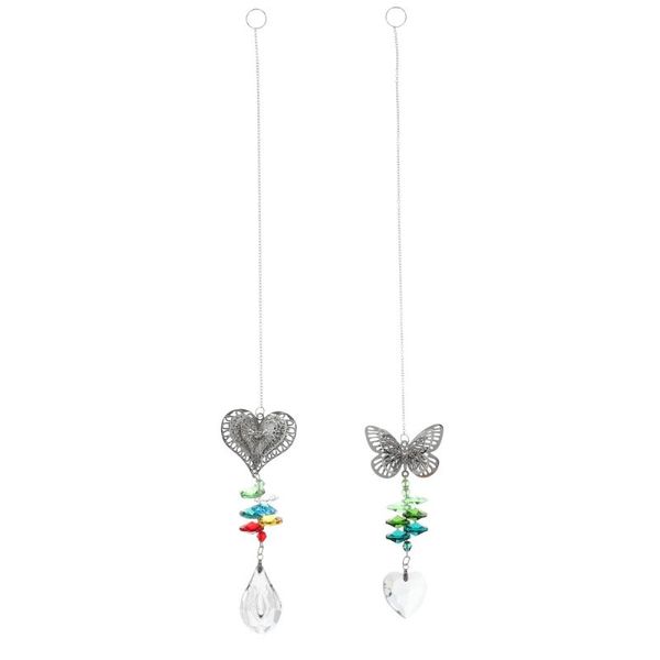 

2pcs crystal suncatcher pendant butterflies rainbow maker window hanging decor
