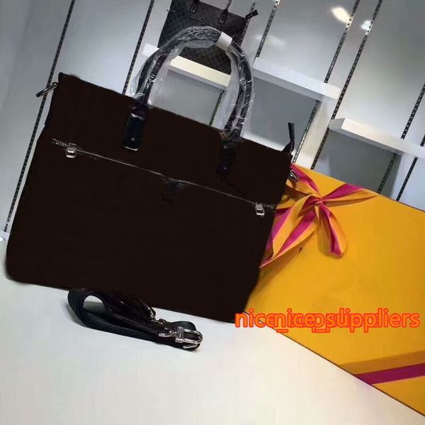 

famous genuine leather lapbag cross body voyage gc#245 double zipper business computer bag n41564 with straps have dust bags