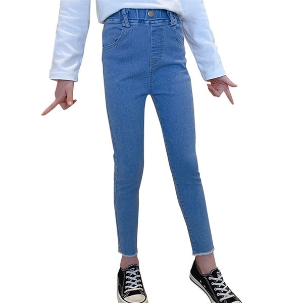 

jeans for girl solid color kids spring autumn casual style children's clothes 6 8 10 12 14 210528, Blue