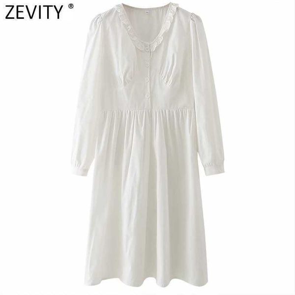 

zevity women sweet agaric lace collar decoration casual dress female prairie chic puff sleeve vestido pleats clothing ds4942 210603, Black;gray
