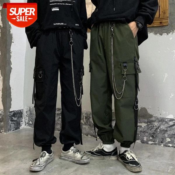 

korean ankle length pants overalls causal loose bf hip-hop beam trousers students slim fit cargo pants for men and women summer #sk38, Black;white