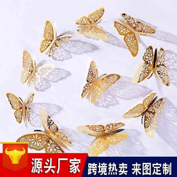 

hollow butterfly wall sticker 3d butterfly wedding festival layout home decoration