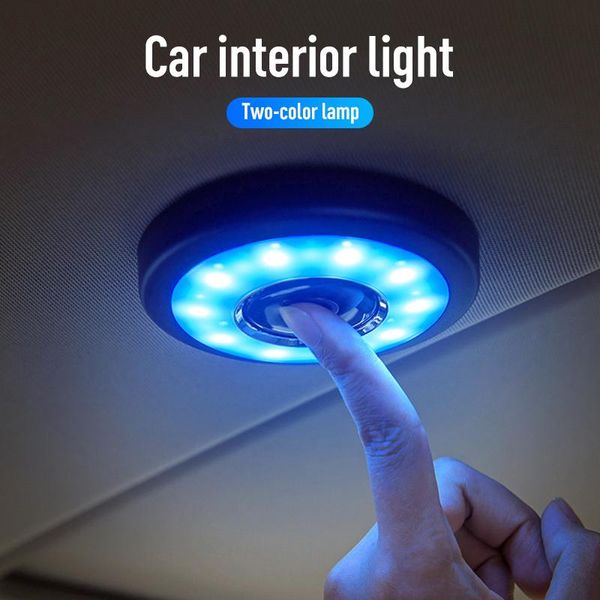 Tiras Carregamento USB Luz LED Portátil Redonda Recarregável Sem Fio Lâmpada de Leitura Interna Universal Touch Type Car Night Lights