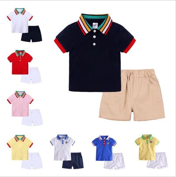 

toddler girl summer set short sleeve polo shirt + shorts kid baby boys gentleman casual clothes sets, White