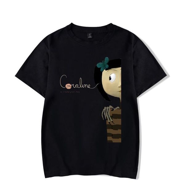 

men's t-shirts coraline cartoon leisure t-shirt short sleeve summer men fleece sweatshirt hip hop streetwear manga printed anime tees, White;black
