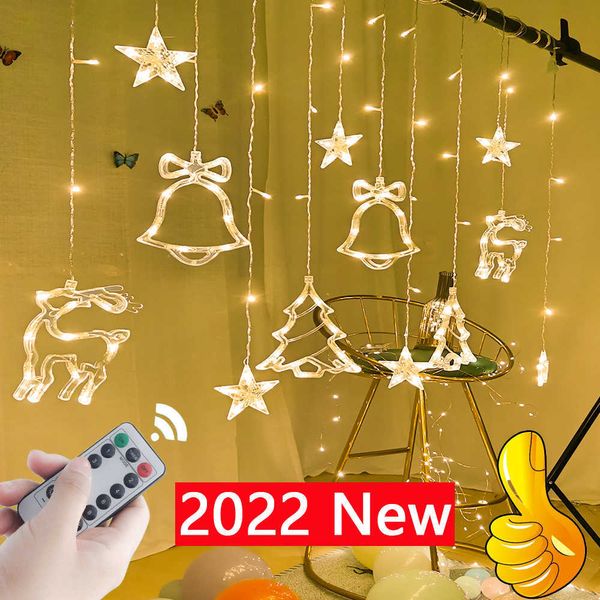 LED Noel Işıkları Garland Peri Işıkları Dize Yıldız Lambası Açık Perde Dekor için Parti Tatil Düğün Yılı Dekorasyon 211015