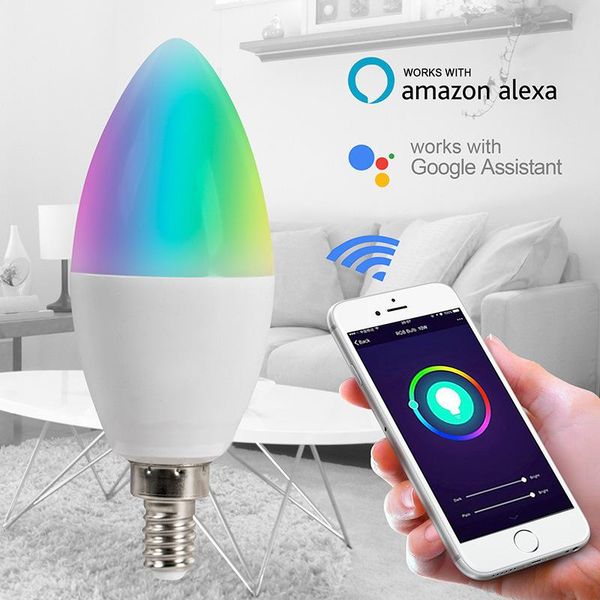 

smart home control tuya wifi dimmable bulb zigbee 3.0 candle voice remote with alexa google to use 5w
