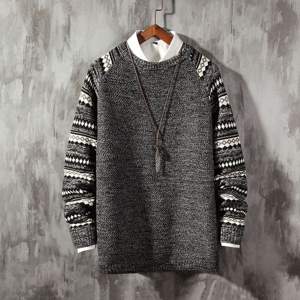 

2021 new fashion classic o-neck striped sweater men's oversize pull plus size -5xl long sleeves pullover for spring winter 9eu8, White;black