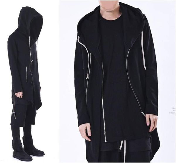 

steampunk fitting hooded zip-up jacket / long sleeve hoodie // gothic avant garde over assasian creed hoodie1, Black
