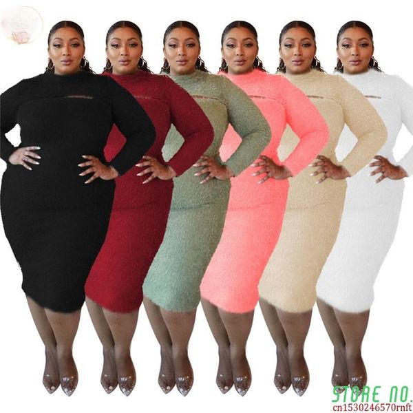 

casual dresses plus size knit for women 2021 elegant solid hollow out super stretchy maxi dress wholesale drop, Black;gray