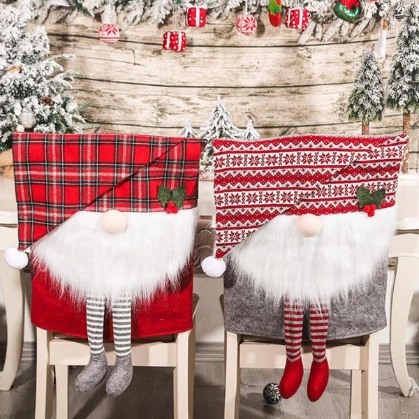 

chair covers hanging feet faceless old man flip cap cover protector fabric xmas themed christmas decoration for home
