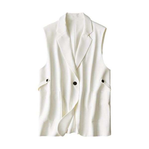 

women's vests shuchan acetate japan style tank outerwear & coats spring/autumn turn-down collar single button vest coat women, Black;white